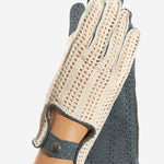 CA4620 (jeans) - Women's Crochet and Carpincho Leather Driving Gloves - Leather Gloves Online - Luxury Leather Gloves - 1