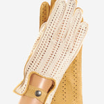 CA4620 (tan) - Women's Crochet and Carpincho Leather Driving Gloves - Leather Gloves Online - Luxury Leather Gloves - 1