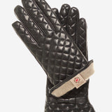 CA4643 (black) - Women's Cashmere Lined Quilted Leather Gloves with Bow - Leather Gloves Online - Luxury Leather Gloves - 2