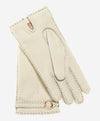 CA4661 (cream) -  Women’s Italian handsewn deerskin gloves with cashmere lining and distinctive strap and buckle
