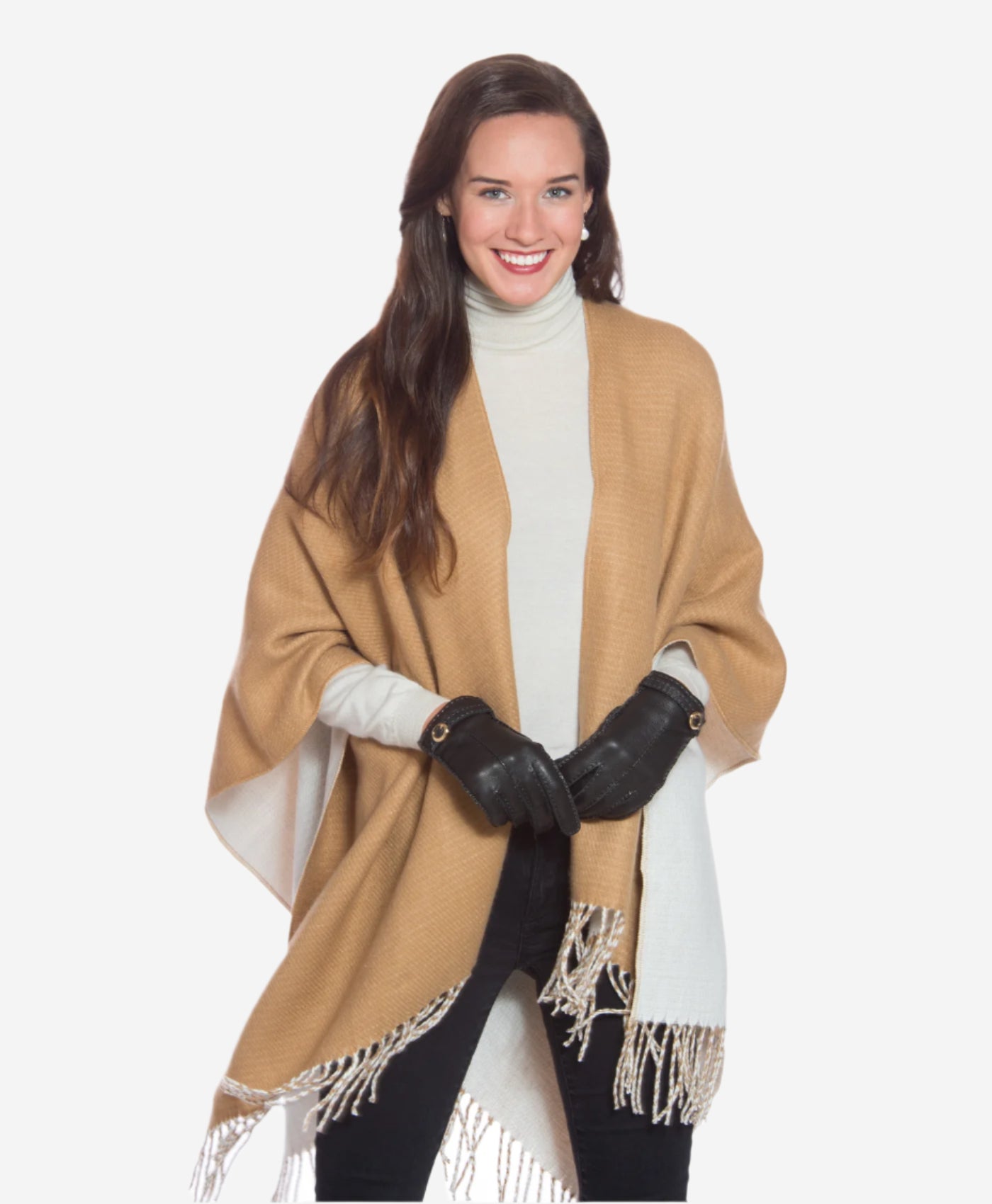 CA4661 (black) - Women's Handsewn Cashmere Lined Deerskin Gloves with Distinctive Strap and Buckle - Leather Gloves Online - Luxury Leather Gloves - 2