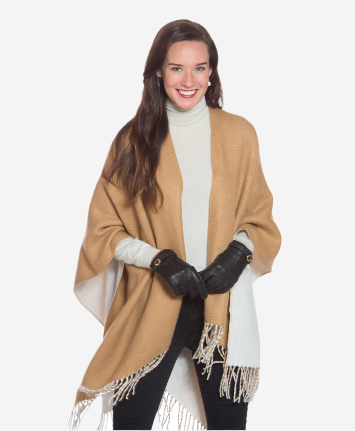 CA4661 (black) - Women's Handsewn Cashmere Lined Deerskin Gloves with Distinctive Strap and Buckle - Leather Gloves Online - Luxury Leather Gloves - 2