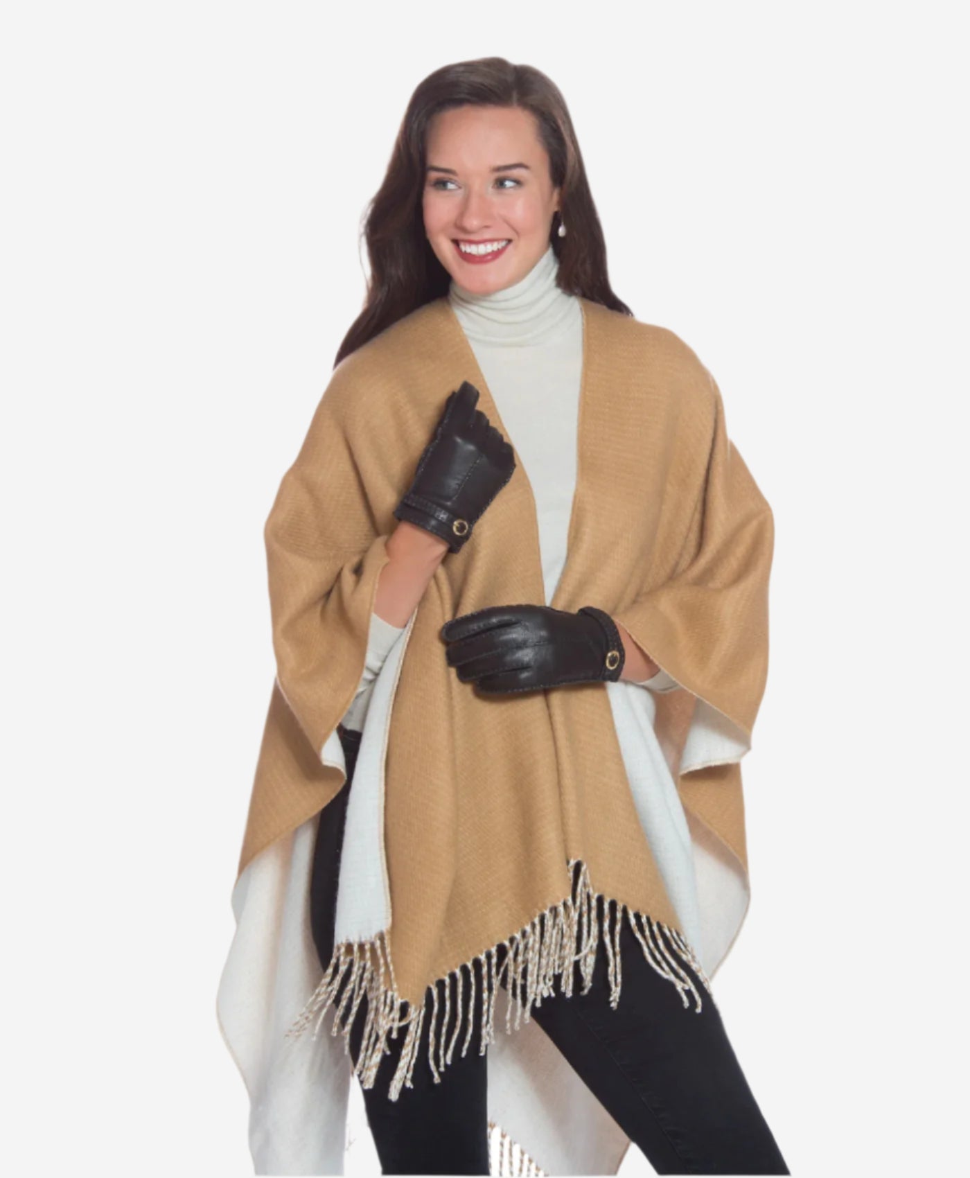 CA4661 (black) - Women's Handsewn Cashmere Lined Deerskin Gloves with Distinctive Strap and Buckle - Leather Gloves Online - Luxury Leather Gloves - 3