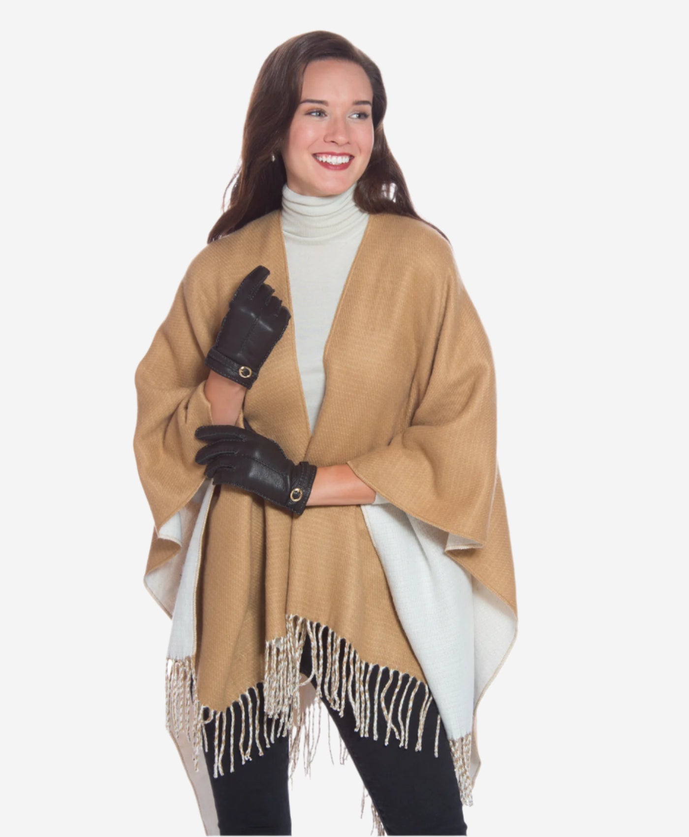 CA4661 (black) - Women's Handsewn Cashmere Lined Deerskin Gloves with Distinctive Strap and Buckle - Leather Gloves Online - Luxury Leather Gloves - 4