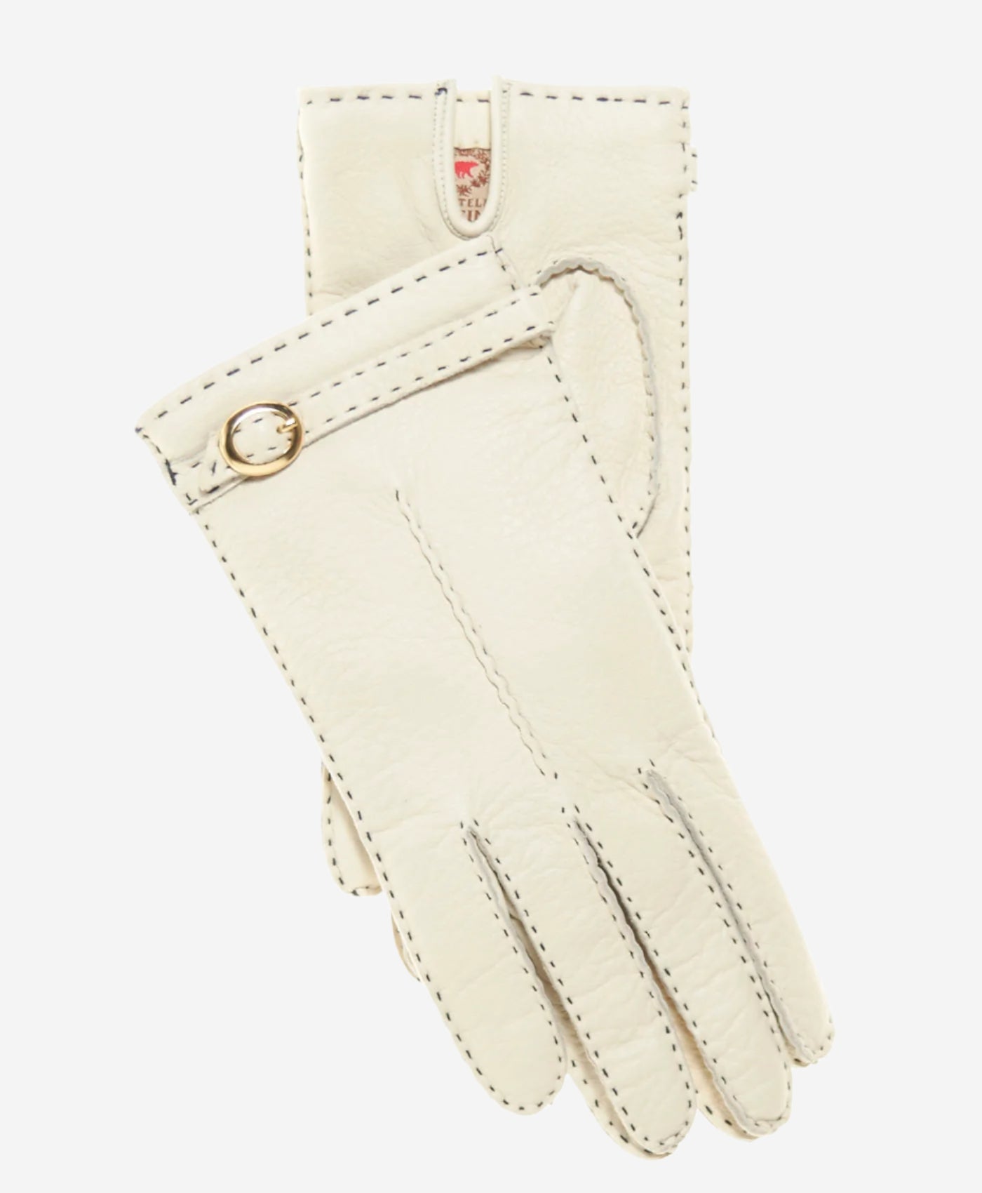 CA4661 (cream) - Women's Handsewn Cashmere Lined Deerskin Gloves with Distinctive Strap and Buckle - Leather Gloves Online - Luxury Leather Gloves - 1