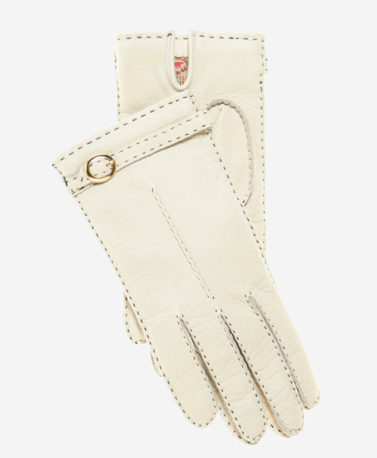 CA4661 (cream) - Women's Handsewn Cashmere Lined Deerskin Gloves with Distinctive Strap and Buckle - Leather Gloves Online - Luxury Leather Gloves - 1