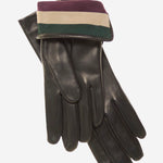 CA4662 (black) - Women's Italian Cashmere Lined Leather Gloves with Multi-Color Inner Cuff - Leather Gloves Online - Luxury Leather Gloves - 2