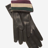 CA4662 (black) - Women's Italian Cashmere Lined Leather Gloves with Multi-Color Inner Cuff - Leather Gloves Online - Luxury Leather Gloves - 2