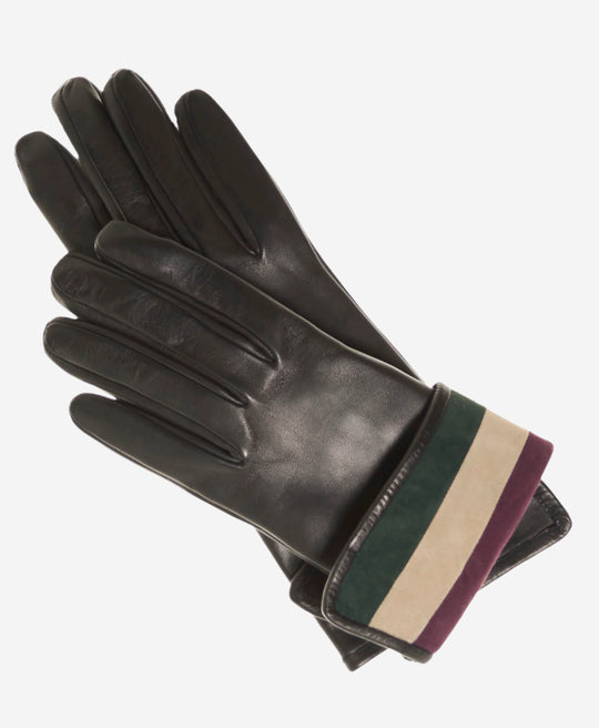 CA4662 (black) - CA4662 (black) – Women’s Italian leather gloves with cashmere lining and multi-color inner cuff