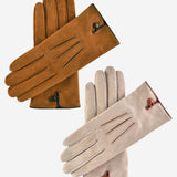 CA4941 (brown) - Women's Handsewn Cashmere Lined Suede Gloves with Distinctive Details