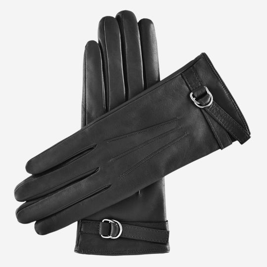 CA4987 (black) - Women's Italian Leather Lambskin Gloves with Strap