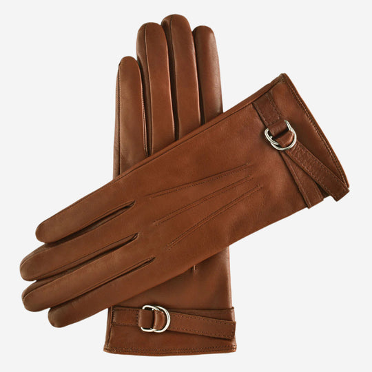 CA4987 (cognac) - Women's Italian Leather Lambskin Gloves with Strap
