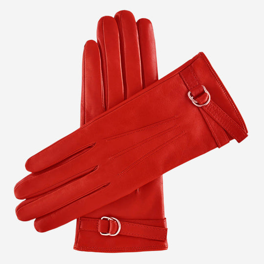 CA4987 (red) - Women's Italian Leather Lambskin Gloves with Strap