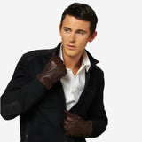 CC3104 (brown) - Men's Handsewn Cashmere Lined Leather Gloves - Leather Gloves Online - Luxury Leather Gloves - 4