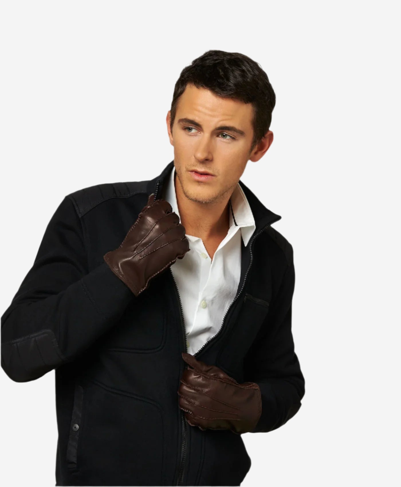 CC3104 (brown) - Men's Handsewn Cashmere Lined Leather Gloves - Leather Gloves Online - Luxury Leather Gloves - 4