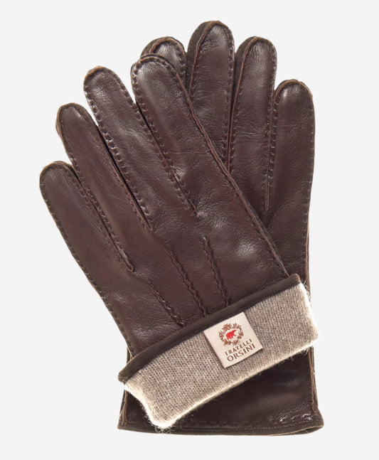 CC3104 (brown) - Men's Handsewn Cashmere Lined Leather Gloves - Leather Gloves Online - Luxury Leather Gloves - 2