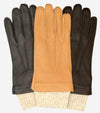 CC3115 (dark brown) - Men's Italian deerskin leather gloves with cashmere lining