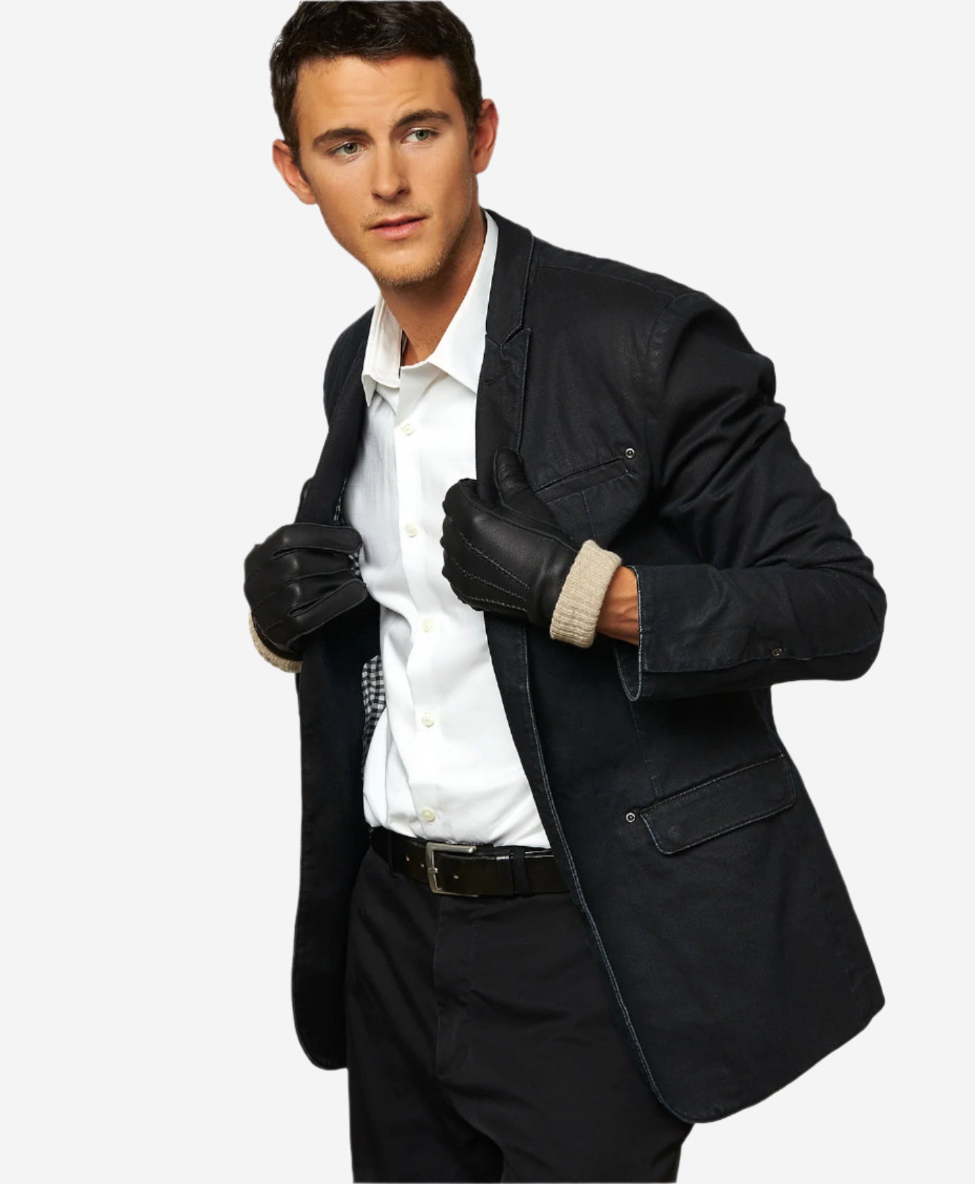 CC3115 (black) - Men's Italian  Deerskin Leather Gloves with Cashmere Lining - Leather Gloves Online - Luxury Leather Gloves - 3