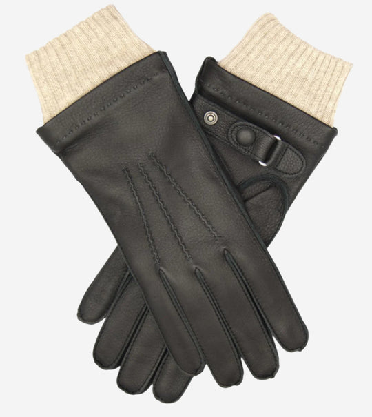 CC3115 (black) - Men's Italian deerskin leather gloves with cashmere lining
