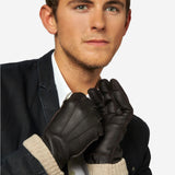 CC3115 (dark brown) - Men's Italian  Deerskin Leather Gloves with Cashmere Lining