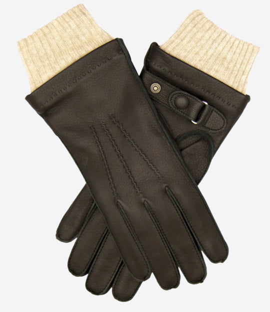 CC3115 (dark brown) - Men's Italian deerskin leather gloves with cashmere lining