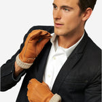 CC3115 (saddle) - Men's Italian  Deerskin Leather Gloves with Cashmere Lining - Leather Gloves Online - Luxury Leather Gloves - 2
