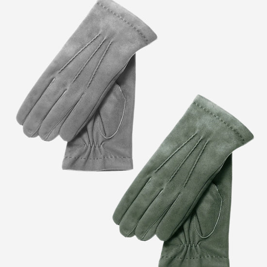 CC3117 (grey) - Men's Italian Cashmere Lined Suede Formal and Dress Leather Gloves - Leather Gloves Online - Luxury Leather Gloves - 2