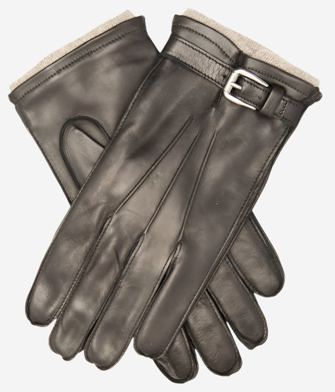 CC3239 (black) - Men's Italian cashmere lined lambskin gloves with belt