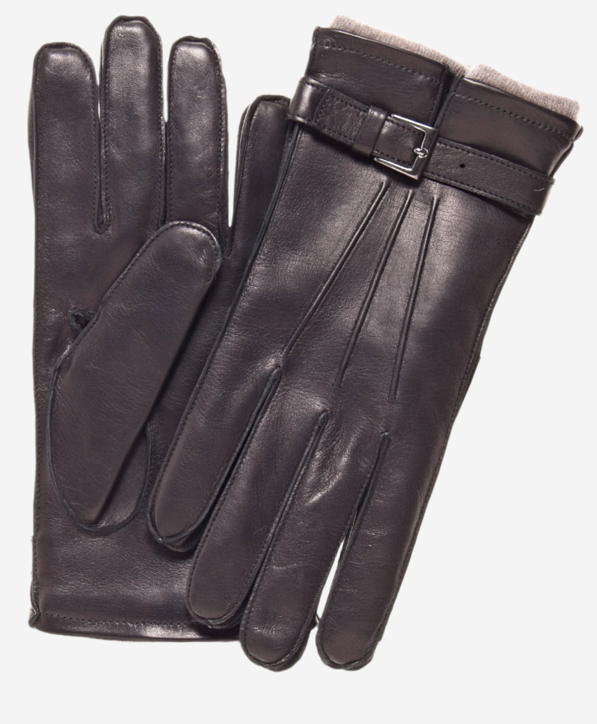 CC3239 (black) - Men's Italian Cashmere Lined Lambskin Gloves with Belt - Leather Gloves Online - Luxury Leather Gloves - 2