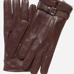 CC3239 (brown) - Men's Italian Cashmere Lined Lambskin Gloves with Belt - Leather Gloves Online - Luxury Leather Gloves - 1