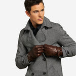 CC3239 (brown) - Men's Italian Cashmere Lined Lambskin Gloves with Belt - Leather Gloves Online - Luxury Leather Gloves - 3