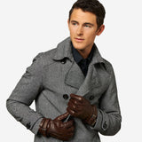 CC3239 (brown) - Men's Italian Cashmere Lined Lambskin Gloves with Belt - Leather Gloves Online - Luxury Leather Gloves - 4