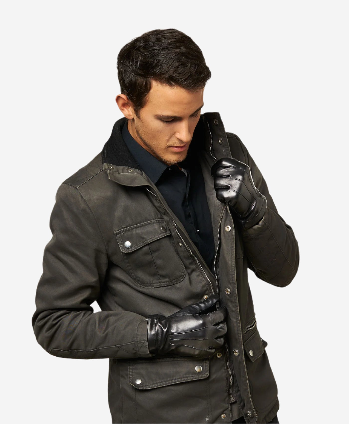 CC3301 (black) - Men's Italian Cashmere Lined Touchscreen Leather Gloves - Leather Gloves Online - Luxury Leather Gloves - 2