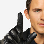 CC3301 (black) - Men's Italian Cashmere Lined Touchscreen Leather Gloves - Leather Gloves Online - Luxury Leather Gloves - 3