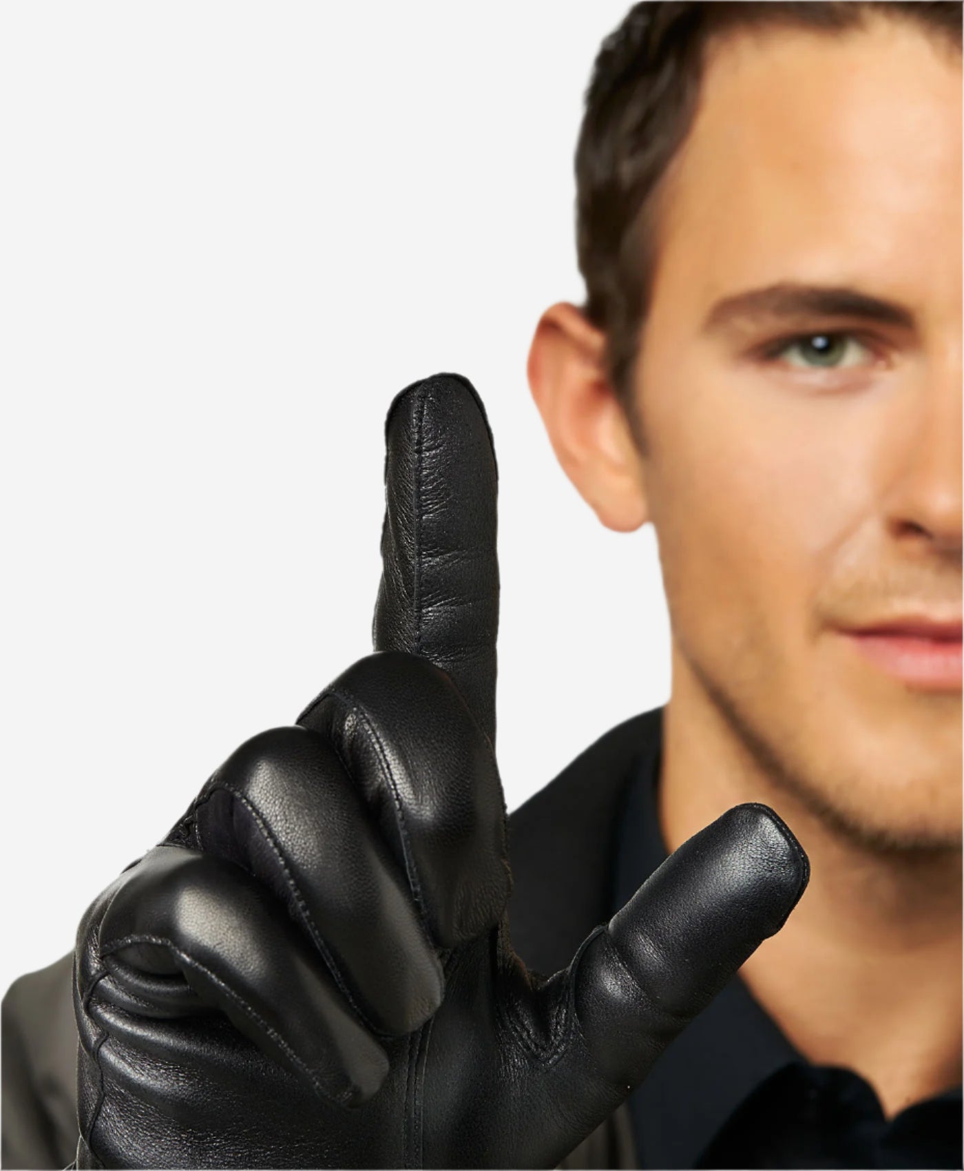 CC3301 (black) - Men's Italian Cashmere Lined Touchscreen Leather Gloves - Leather Gloves Online - Luxury Leather Gloves - 3
