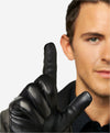 CC3301 (black) - Men's Italian Cashmere Lined Touchscreen Leather Gloves - Leather Gloves Online - Luxury Leather Gloves - 3