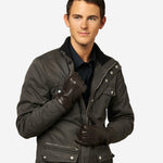 CC3301 (brown) - Men's Italian Cashmere Lined Touchscreen Leather Gloves - Leather Gloves Online - Luxury Leather Gloves - 2