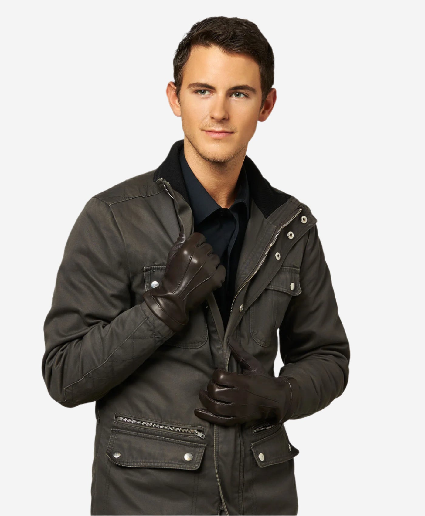 CC3301 (brown) - Men's Italian Cashmere Lined Touchscreen Leather Gloves - Leather Gloves Online - Luxury Leather Gloves - 2