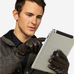 CC3301 (brown) - Men's Italian Cashmere Lined Touchscreen Leather Gloves - Leather Gloves Online - Luxury Leather Gloves - 3
