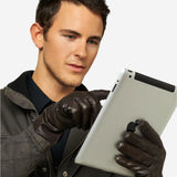 CC3301 (brown) - Men's Italian Cashmere Lined Touchscreen Leather Gloves - Leather Gloves Online - Luxury Leather Gloves - 3