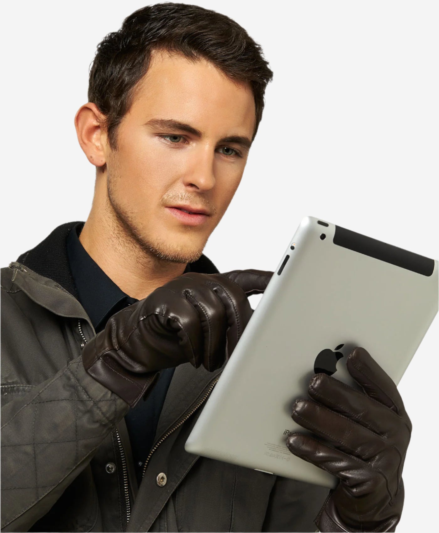 CC3301 (brown) - Men's Italian Cashmere Lined Touchscreen Leather Gloves - Leather Gloves Online - Luxury Leather Gloves - 3