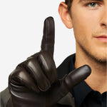CC3301 (brown) - Men's Italian Cashmere Lined Touchscreen Leather Gloves - Leather Gloves Online - Luxury Leather Gloves - 4