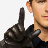 CC3301 (brown) - Men's Italian Cashmere Lined Touchscreen Leather Gloves - Leather Gloves Online - Luxury Leather Gloves - 4