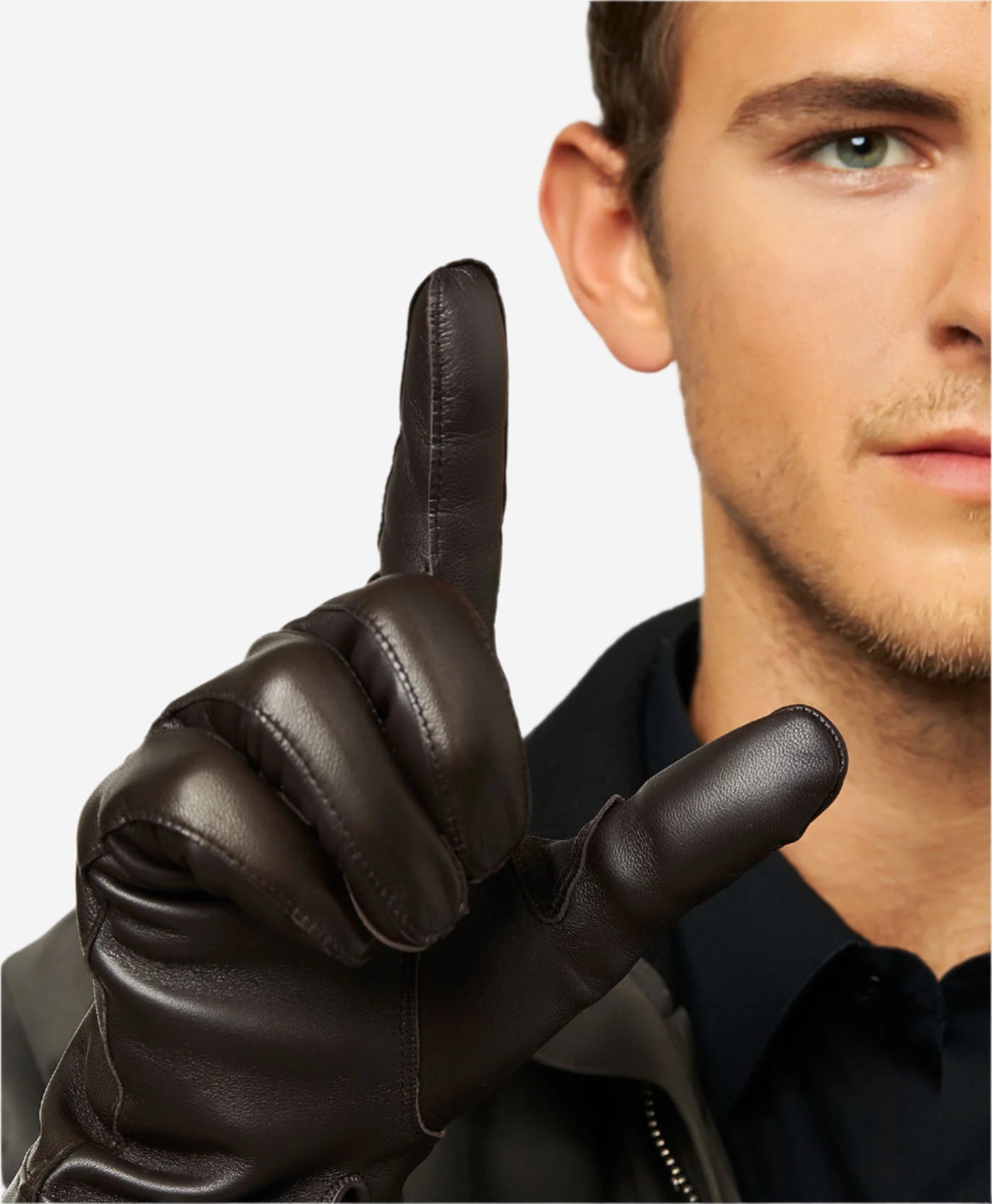 CC3301 (brown) - Men's Italian Cashmere Lined Touchscreen Leather Gloves - Leather Gloves Online - Luxury Leather Gloves - 4