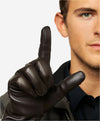 CC3301 (brown) - Men's Italian Cashmere Lined Touchscreen Leather Gloves - Leather Gloves Online - Luxury Leather Gloves - 4