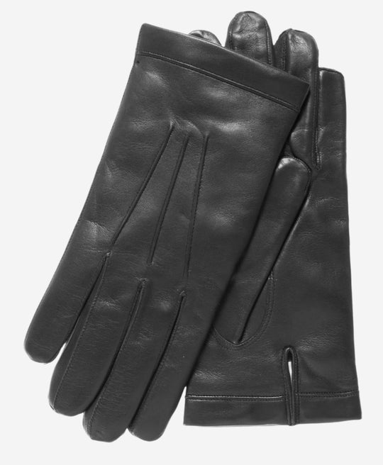 CC3303 (black) - Men’s Italian cashmere lined leather gloves with longer fingers