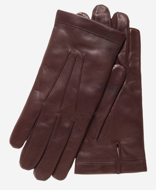 CC3303 (brown) - Men’s Italian cashmere lined leather gloves with longer fingers