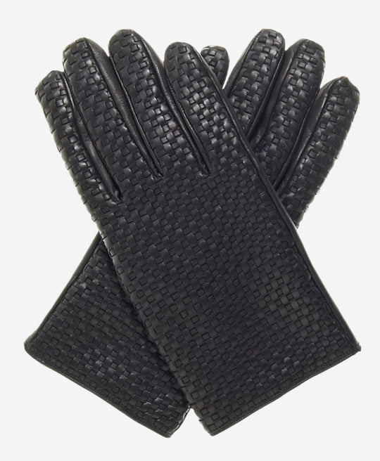 CC3339 (black) - Men’s Italian woven leather gloves with cashmere lining