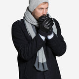 CC3502 (black) - Men’s Lambskin Winter Gloves with Cashmere Lining & Extended Wool Cuff