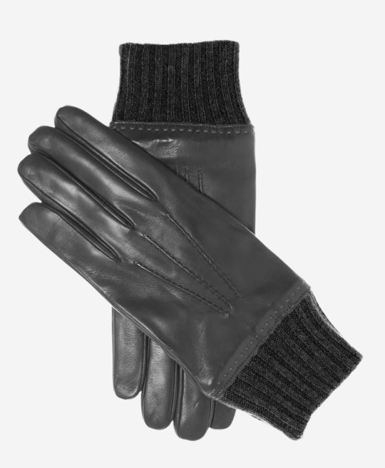CC3502 (black) - Men’s Italian lambskin winter gloves with cashmere lining & extended wool cuff